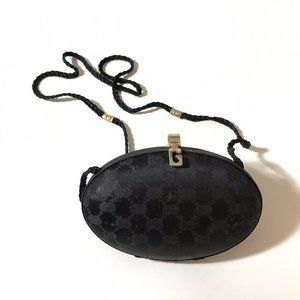 Vintage Gucci Hard Shell Clam Monogram Black Crossbody Bag